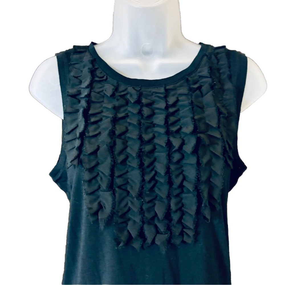 GAP Women's Ruffle Front Black Sleeveless Tank Size M Pima Cotton Modal Classic